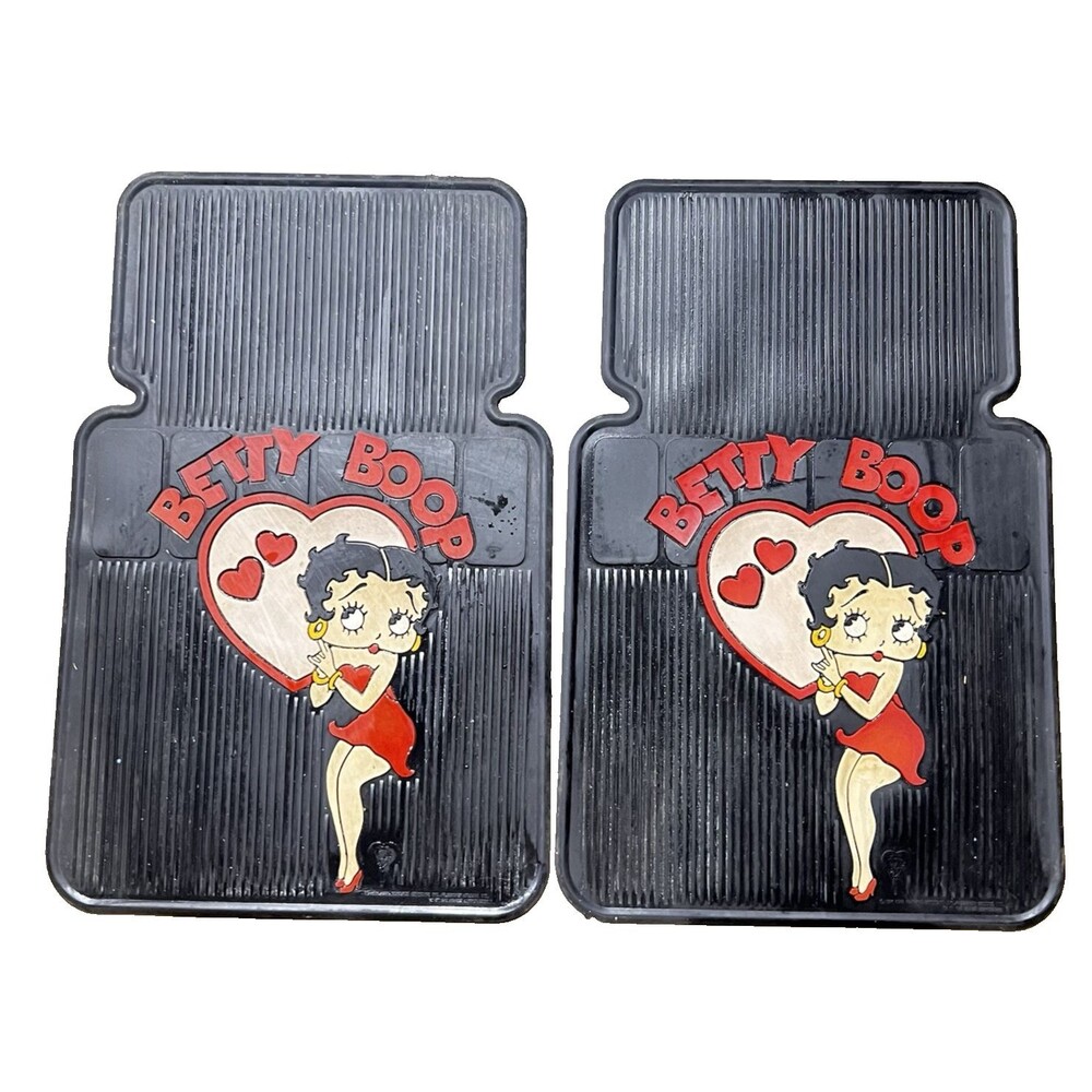 Set of 2 Vintage Betty Boop Heroine of Hearts Front Floor Mats Car/Truck